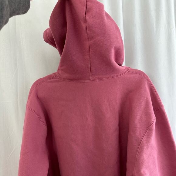 Champion Women's Reverse Weave Cropped Cutoff Hoodie Sweatshirt in Pink Size L - Picture 8 of 8